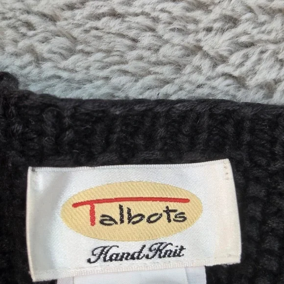 VTG Talbots Linen Blend Patchwork Zip Cardigan Womens Large Hand Knit Multicolor - Picture 2 of 7